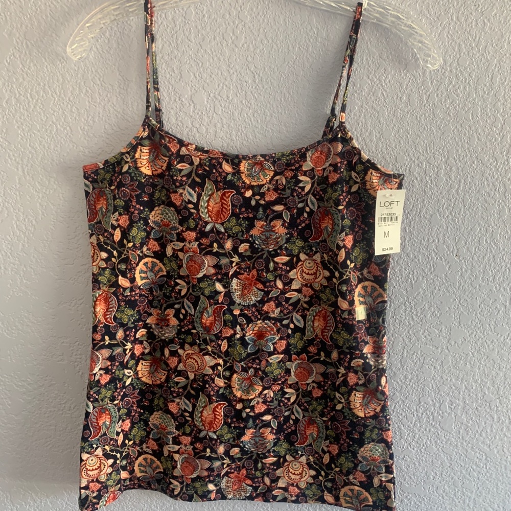 Spaghetti strap cami tank top floral pattern